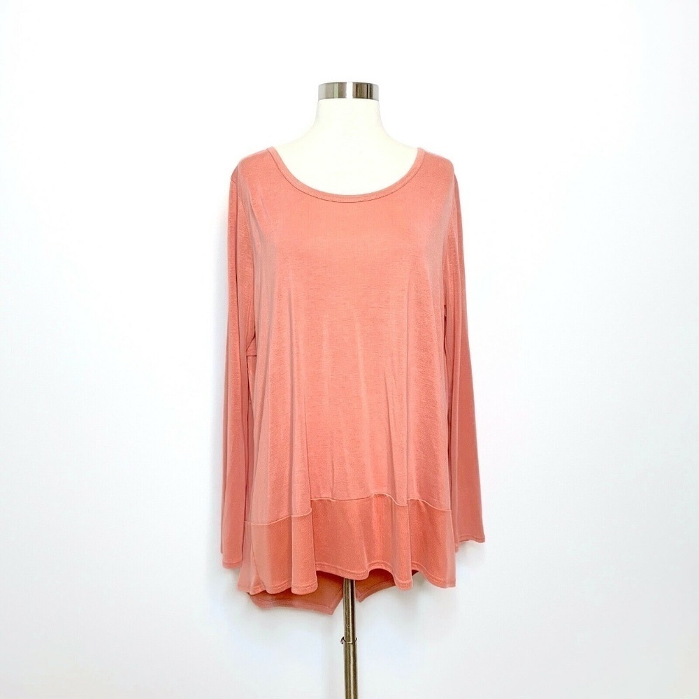 Sinuous Top Coral Faux Wrap Back Cowl Back NWT